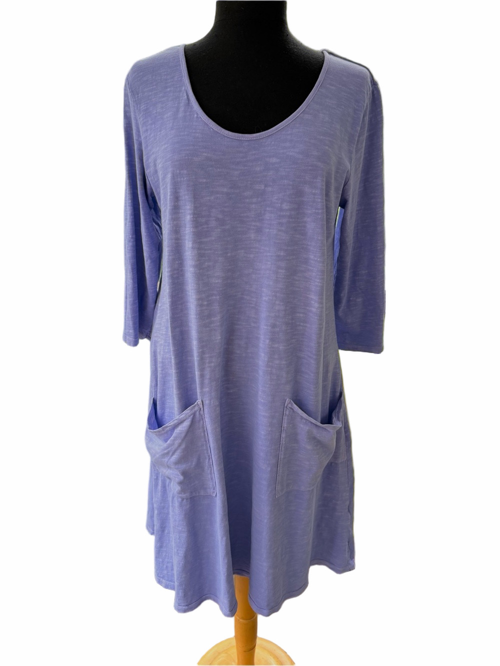 Fresh Produce Dalia Periwinkle Blue Dress‎ Front Pockets 3/4 Sleeve Cotton XL - Picture 2 of 9